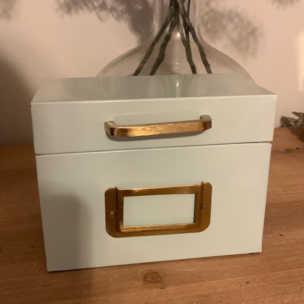 Hearth and Hand (Magnolia) Mint Blue Metal Recipe Box